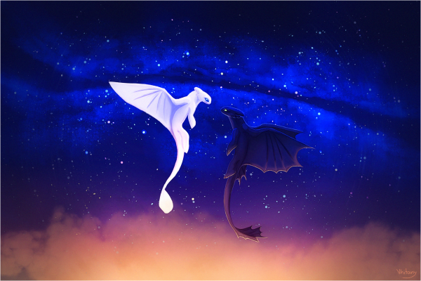 Дракон на фоне ночного неба