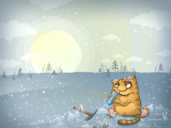 Котики зимой мультяшные