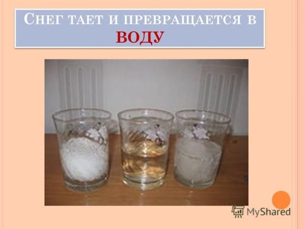 Снег превращается в воду