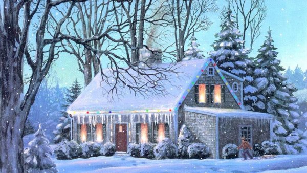 Заснеженный сказочный домик