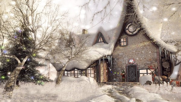 Заснеженный сказочный домик