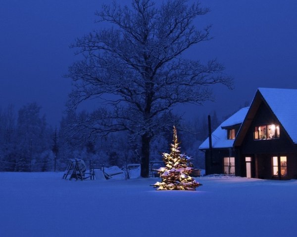 Зимняя земля сверху домики