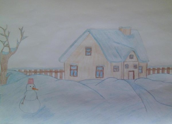 Лёгкий рисунок на стихотворение снег да снег