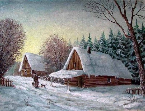 Зима в деревне в старину