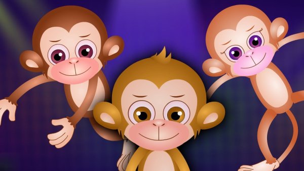 Три обезьянки прыгали в кроватке