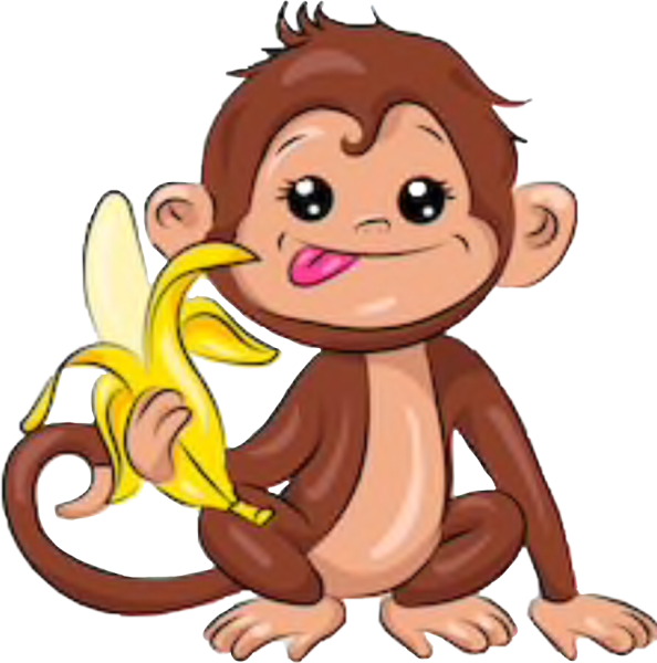Обезьянка мультяшная на белом фоне