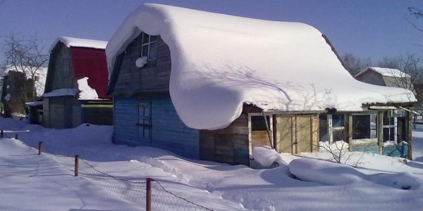 Домики с сугробами на крыше