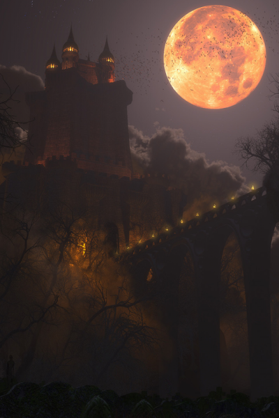 Замок Дракулы ночь солнце
