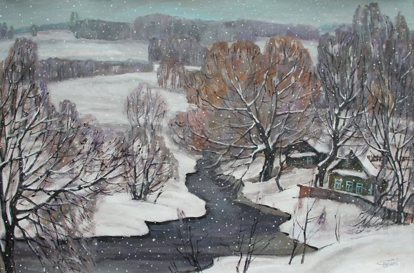 Снег идет живопись