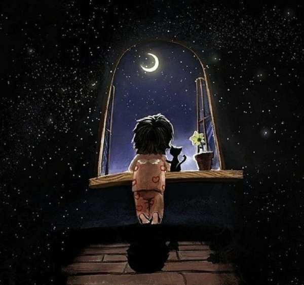 Мальчик смотрит на звезды