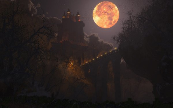 Ночь Луна замок Дракулы