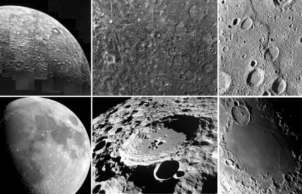 Меркурий и Луна сравнение