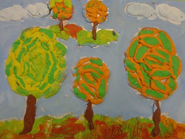 Пластилинография для детей на тему осень