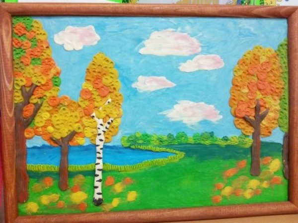 Осенний пейзаж пластилином