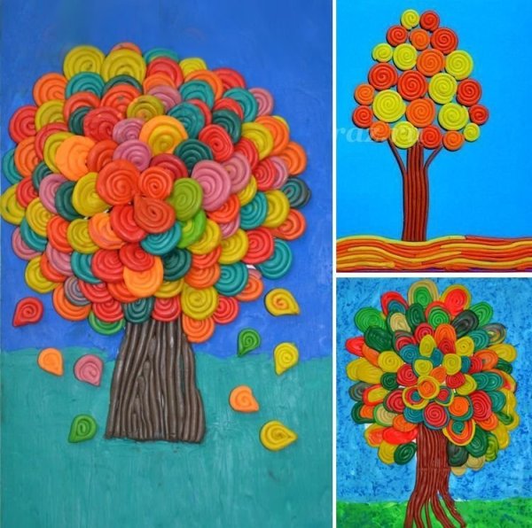 Пластилиновая живопись дерево