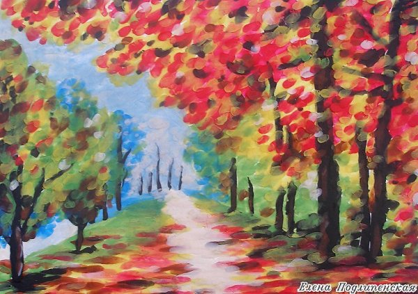 Осенний пейзаж пластилином