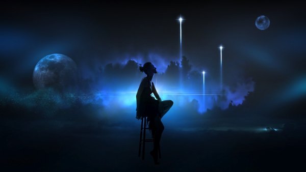 Силуэт на фоне ночного неба