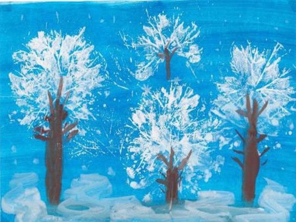 Тема:«деревья в инее» (Комарова т.с., с.91)