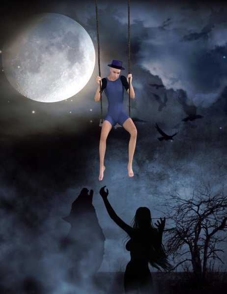 Девушка на фоне Луны