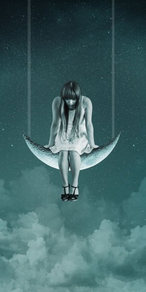 Девочка на Луне на стену