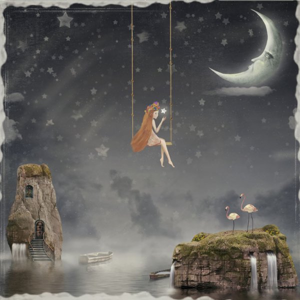 Доброй ночи Луна в качелях