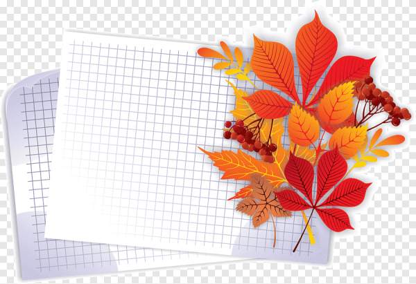 Тетрадный лист с осенними листьями