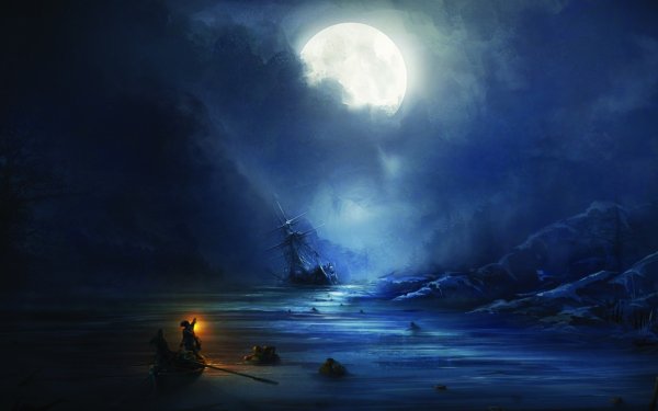 Фэнтези ночь море