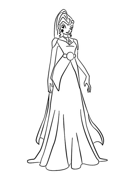 Раскраски Блум в бальном платье