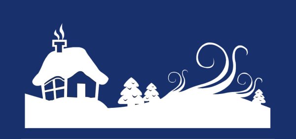 Домик с сугробом трафарет