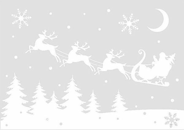 Трафареты на новый год упряжка