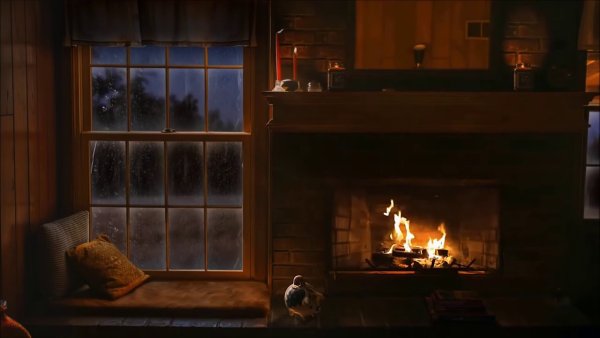 Камин ночью