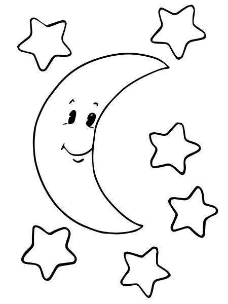 Луна раскраска для детей