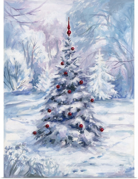 Новогодняя елка акварель