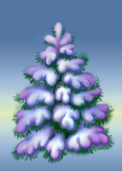 Нарисовать елку зимой