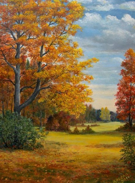 Картина осенний пейзаж к стихотворению Тютчева