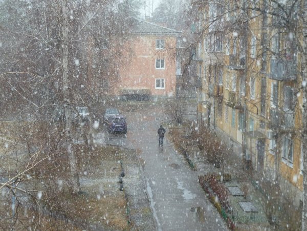 Снегопад в апреле Ангарск