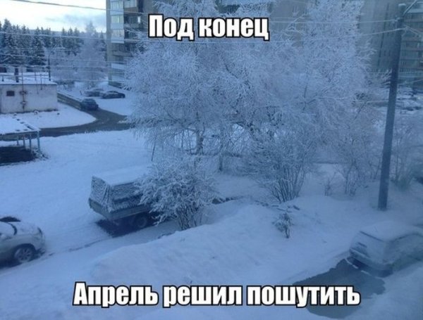 Про снег в апреле смешные