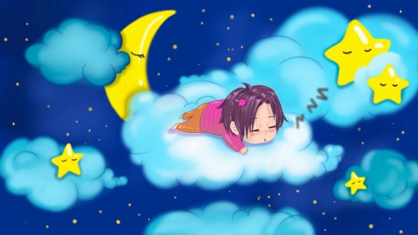 Девочка спит на облаке