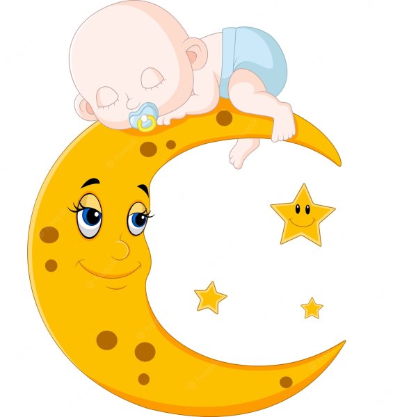 Ребенок спит на Луне