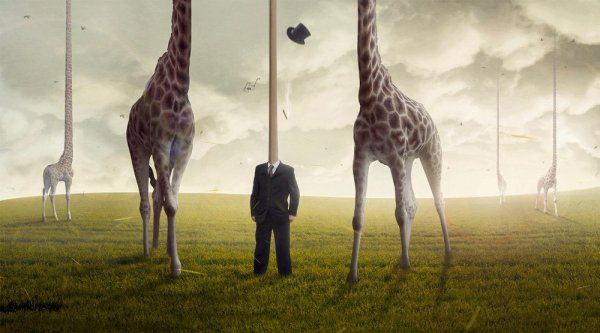 Черный человек с жирафом