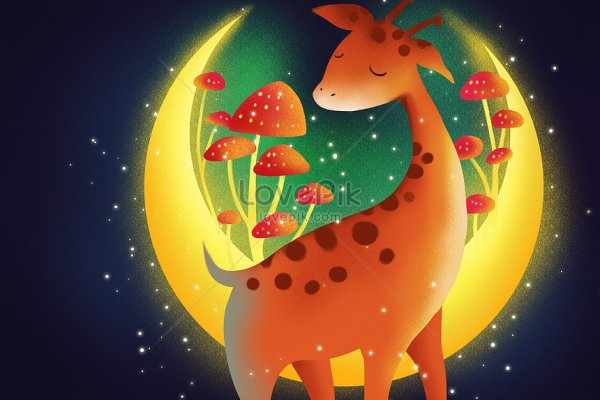 Жирафик на Луне клипарт