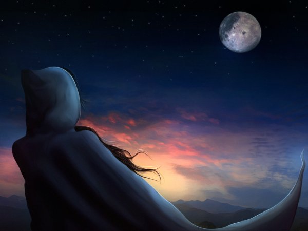 Парень на фоне Луны