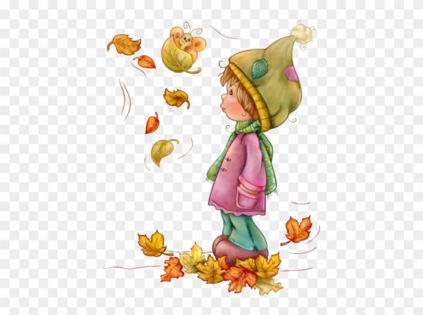 Осенние дети на прозрачном фоне