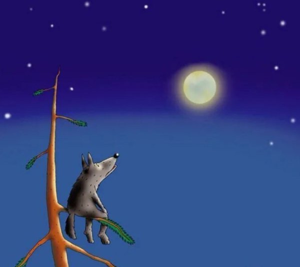 Волк воет на луну картинка прикольная