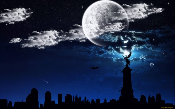 Лунная ночь над городом