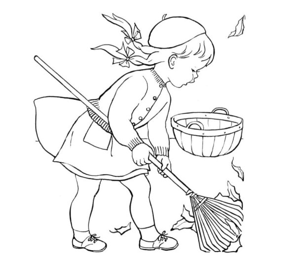 Уборка раскраска для детей