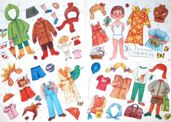 Бумажная кукла с сезонной одеждой