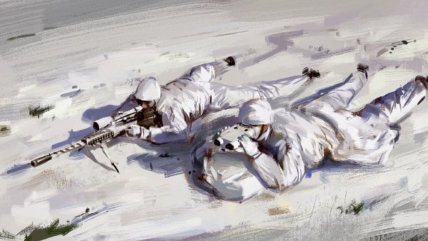 Солдат зимой арт