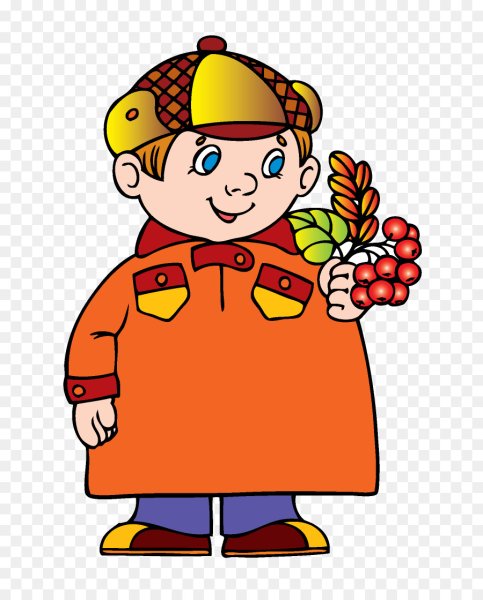 Мультяшный мальчик в осенней одежде