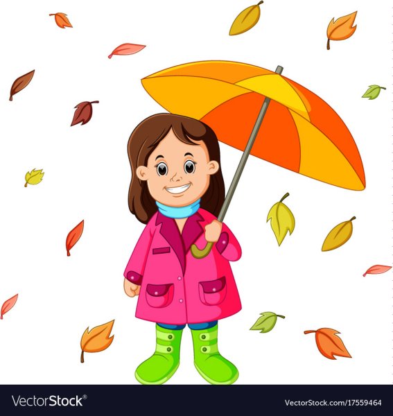 Дети с зонтиками мультяшные